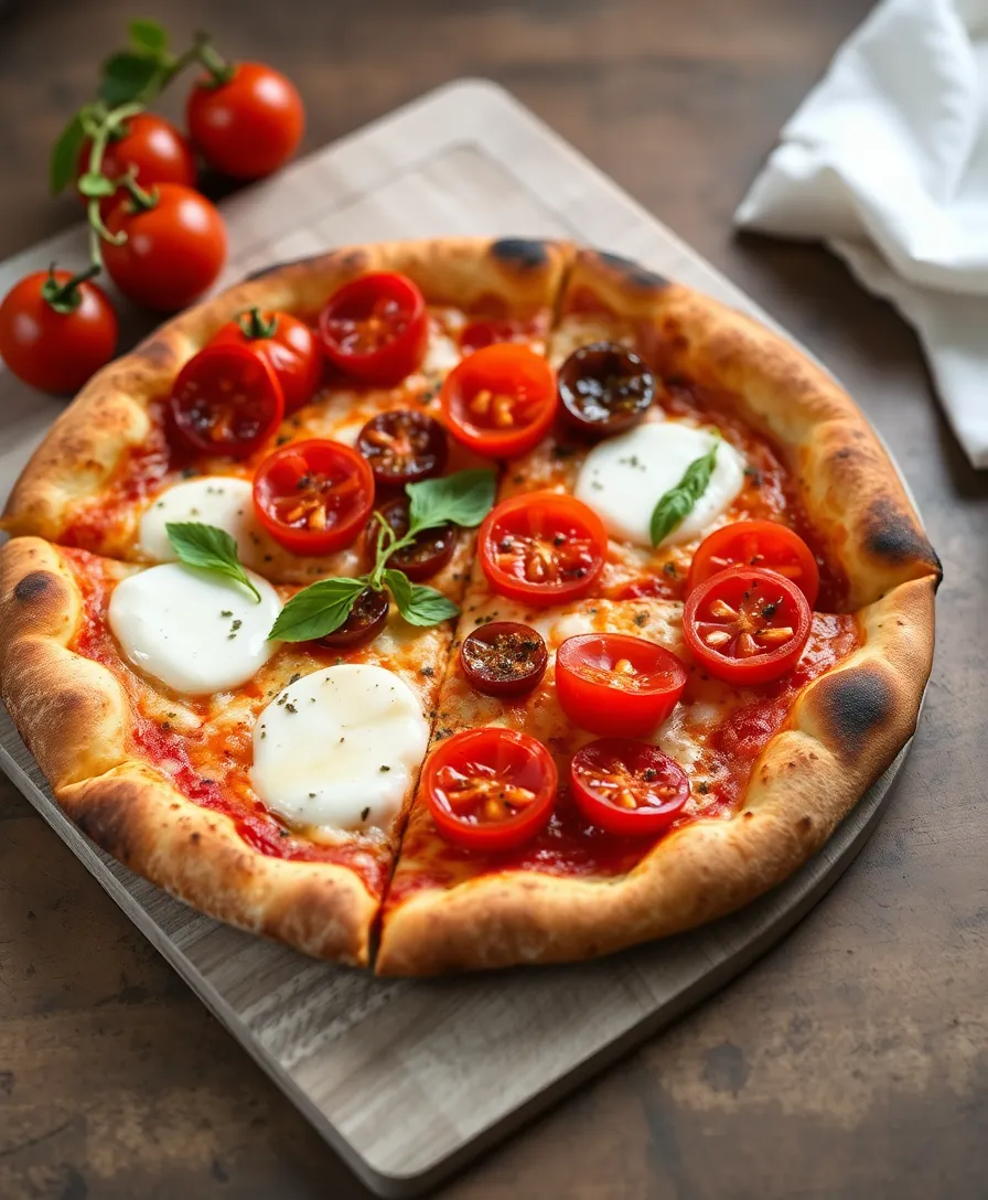 Pizza à la Burrata et Tomates Cerises