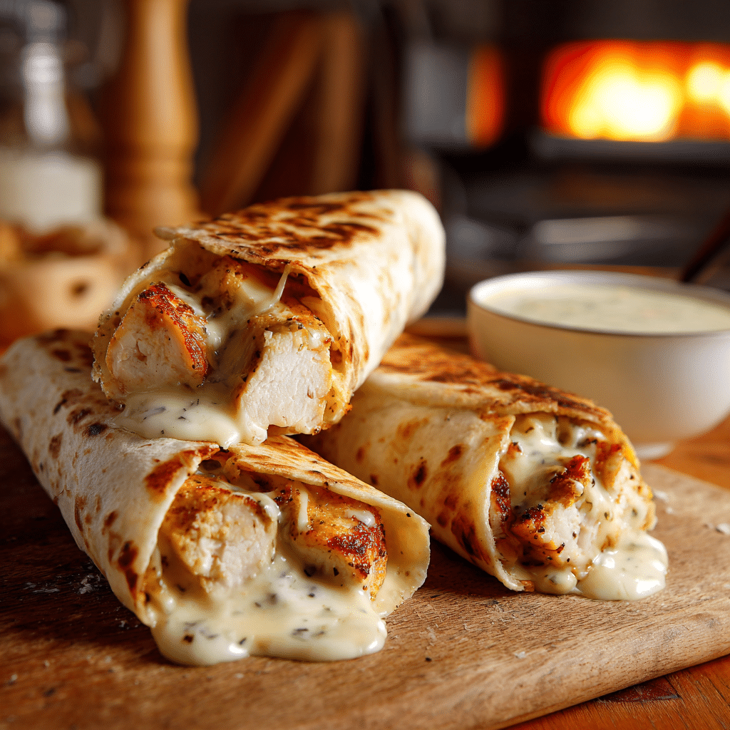 Cheesy Garlic Chicken Wraps Easy Dinner Idea