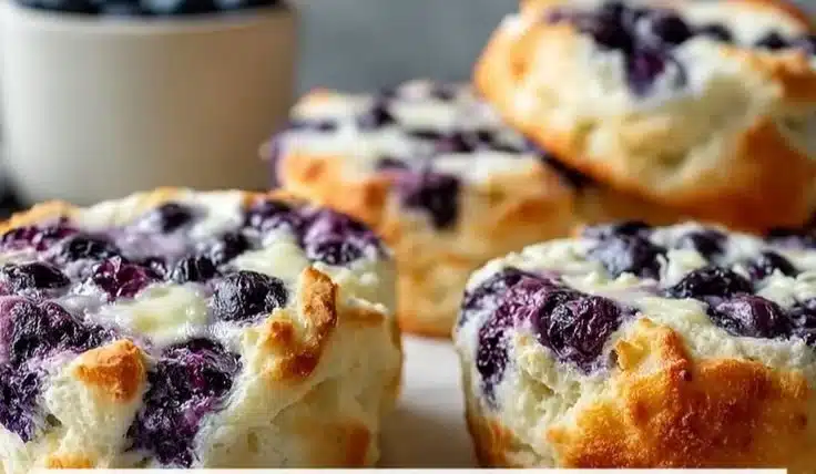 Cottage Cheese Blueberry Cloud Bread recipe with fluffy texture and blueberries