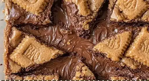 Delicious brown butter biscoff blondies with a golden crust and gooey texture.