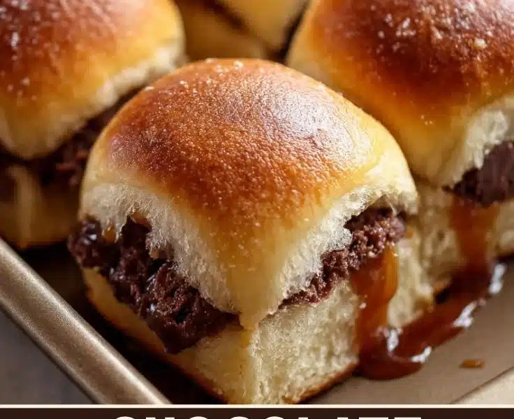 Chocolate cake slider buns, a delightful dessert treat topped with rich chocolate icing.