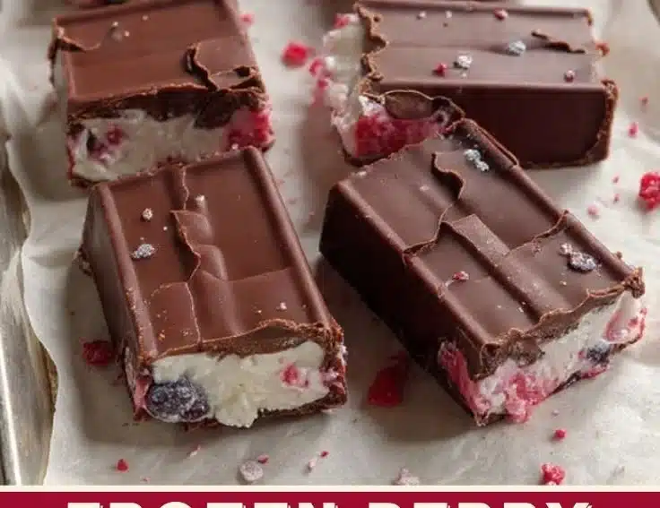 Delicious frozen berry dessert bars on a plate