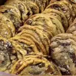 Freshly baked bakery-style chocolate chip cookies on a cooling rack