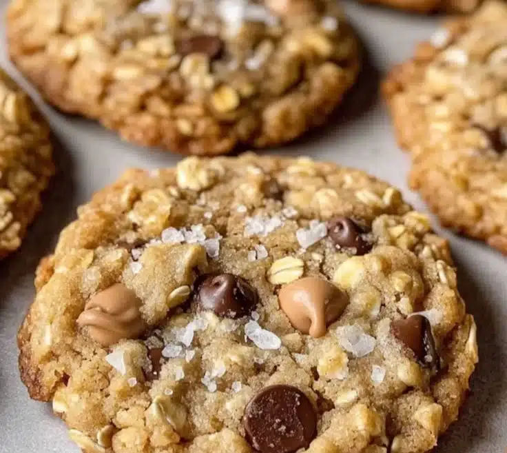 Delicious Oatmeal Chocolate Chip Cookies with peanut butter chips and toffee