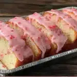 Delicious Strawberry Pound Cake topped with fresh strawberries