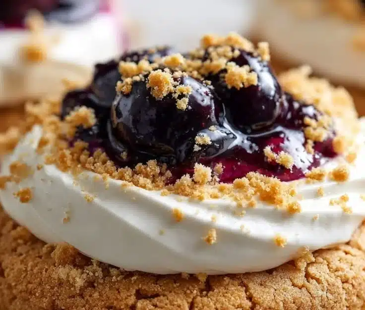 Delicious blueberry cheesecake cookies with fresh blueberries and a creamy cheesecake filling