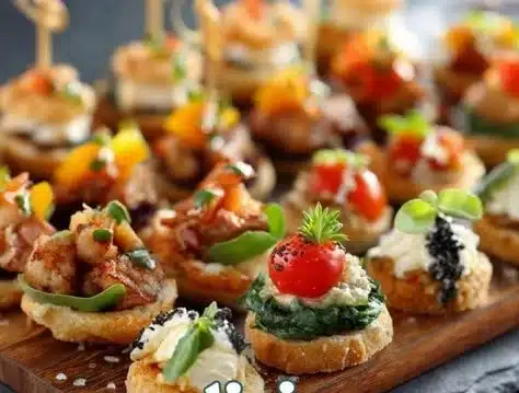 Variety of easy buffet finger food ideas for parties and gatherings.