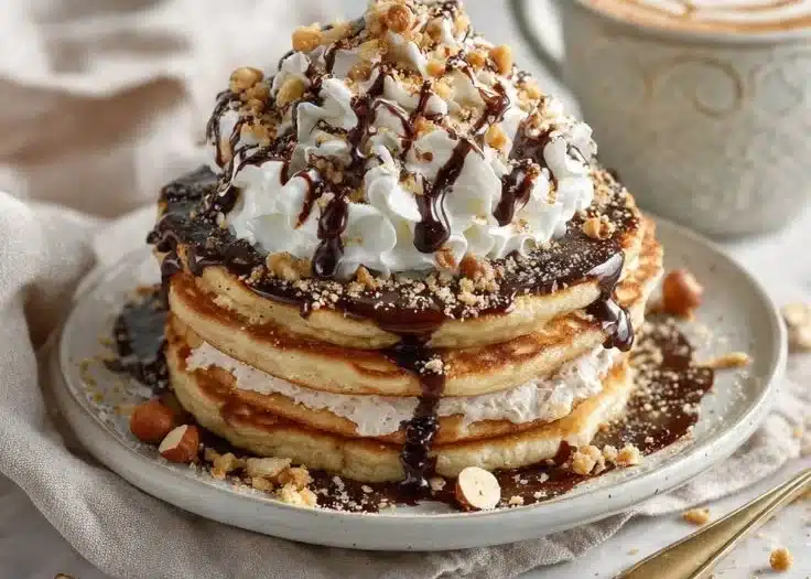 Fluffy Chocolate Hazelnut Pancakes