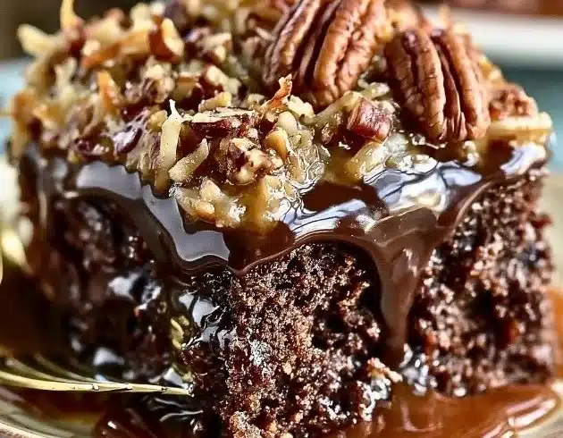 German Chocolate Poke Cake
