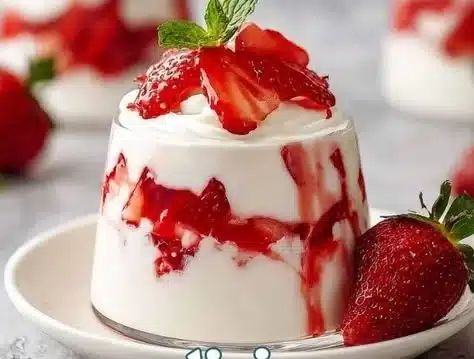 Fresh strawberries served with creamy whipped topping