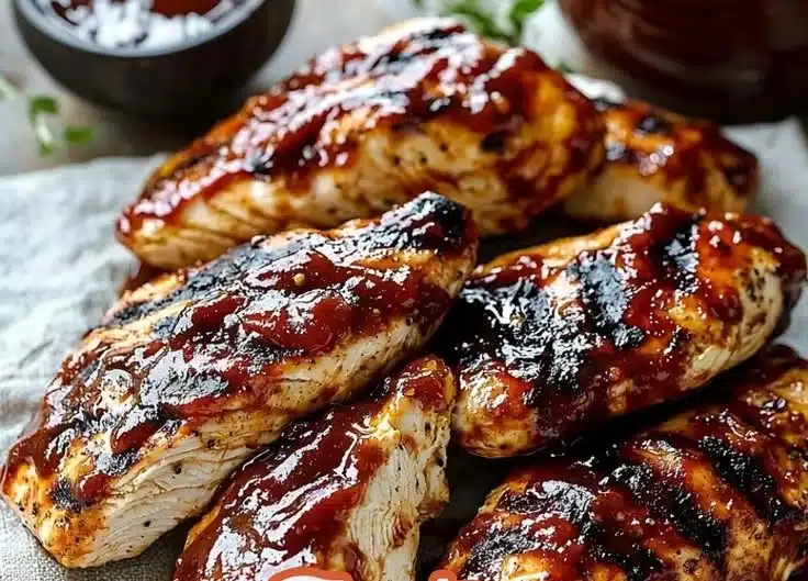 Grilled BBQ chicken served with sides in a backyard barbecue setting