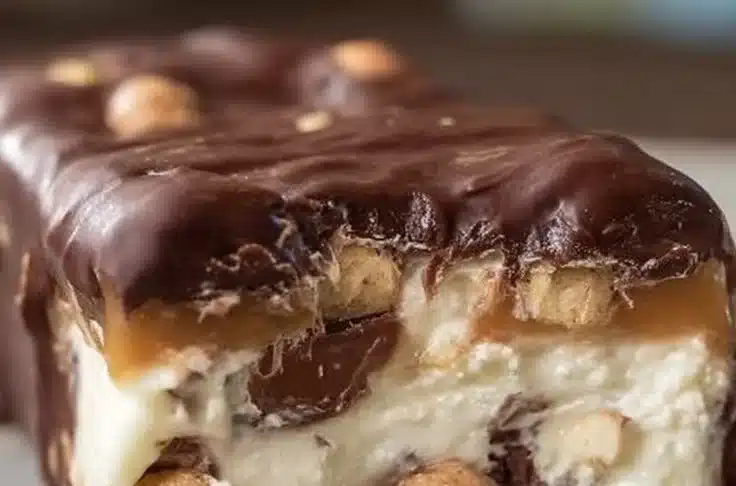 Delicious Buster Bars with layers of ice cream and chocolate coating
