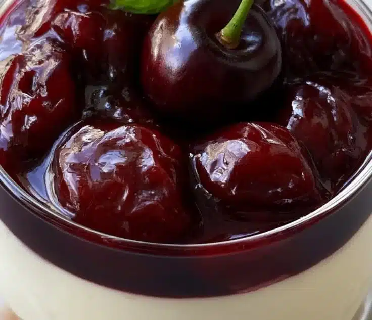 Delicious Cherry Amaretto Tiramisu dessert with layers of cherries and creamy filling