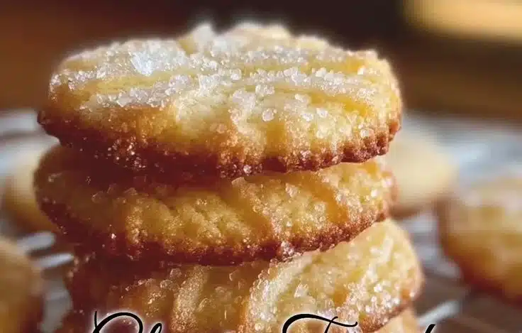 Delicious French salted butter cookies on a plate, fresh from the oven.
