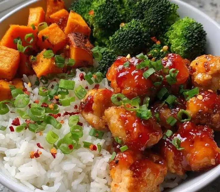 Healthy Hot Honey Chicken Bowls