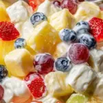 Colorful and fresh summer fruit salad featuring various seasonal fruits.