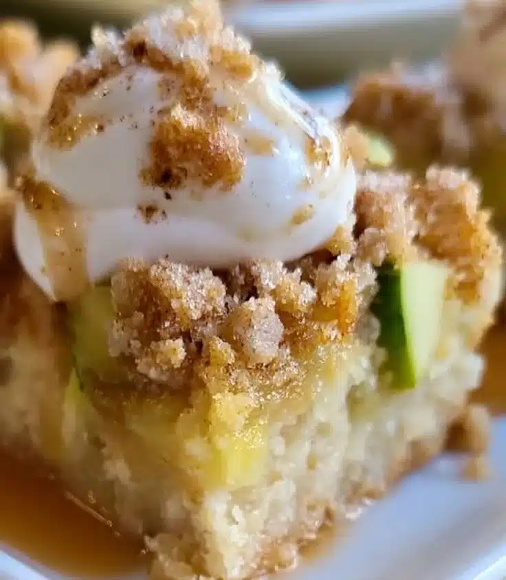 Zucchini pie bars topped with fresh herbs and sliced vegetables