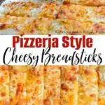 Cheese breadsticks made with Pillsbury pizza dough, golden and cheesy