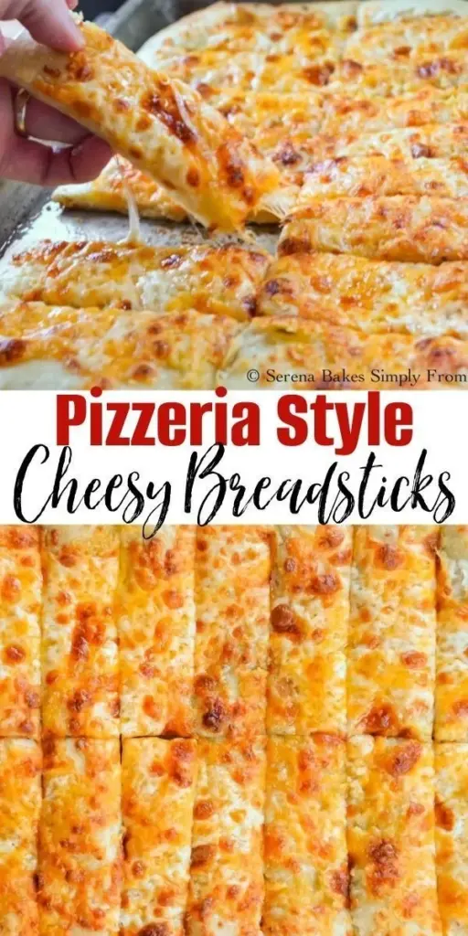 Cheese breadsticks made with Pillsbury pizza dough, golden and cheesy