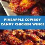 Chinese Chicken Wings with pineapple served on a plate garnished with greens