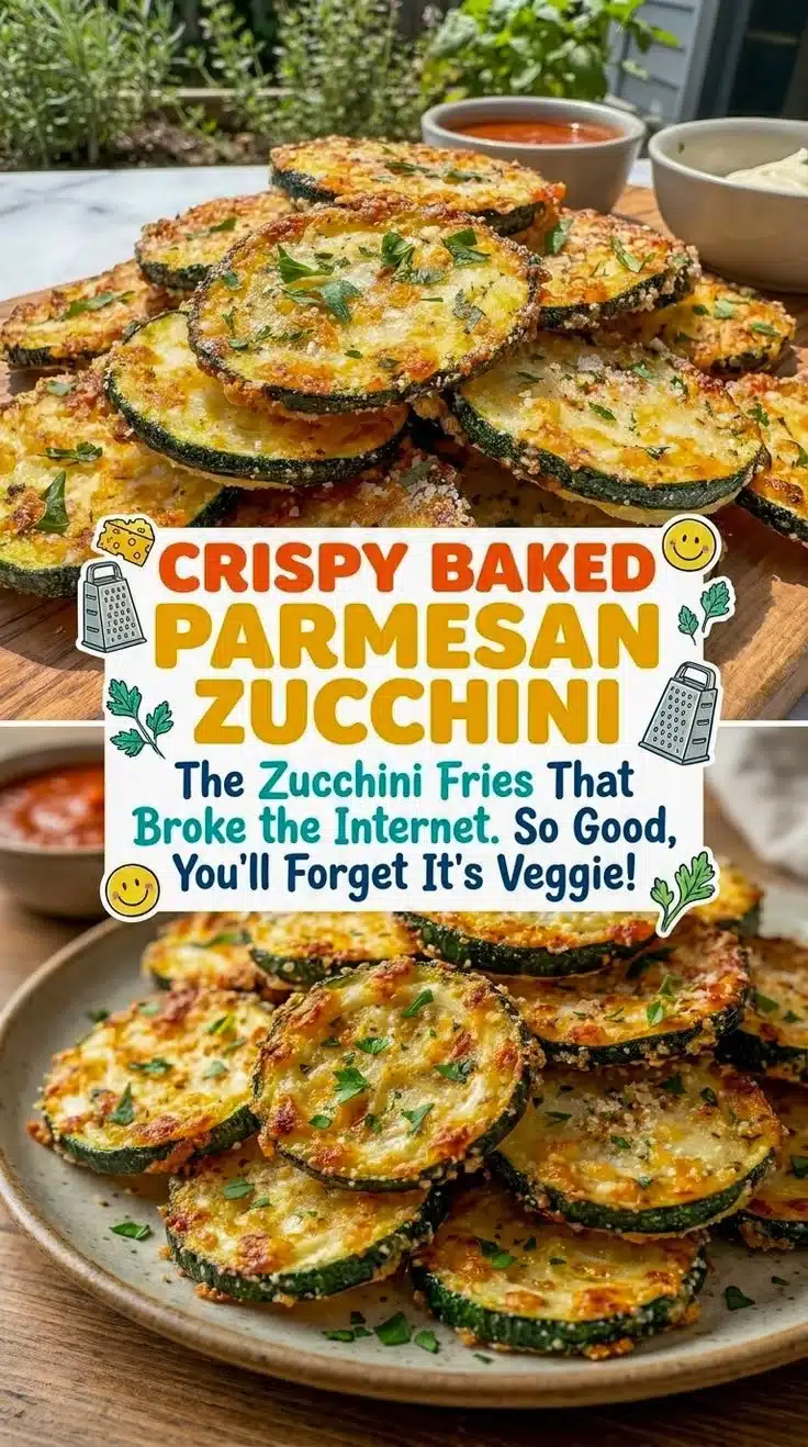 Crispy baked parmesan zucchini rounds served on a plate