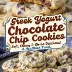 Soft and chewy Greek yogurt chocolate chip cookies on a plate