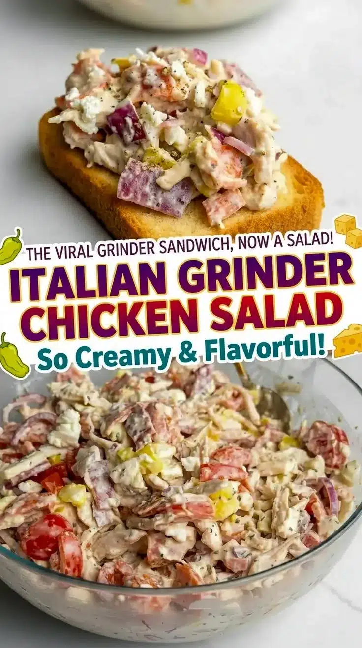 Italian Grinder Chicken Salad for a quick and healthy family dinner