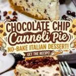 Delicious chocolate chip cannoli pie served on a dessert plate